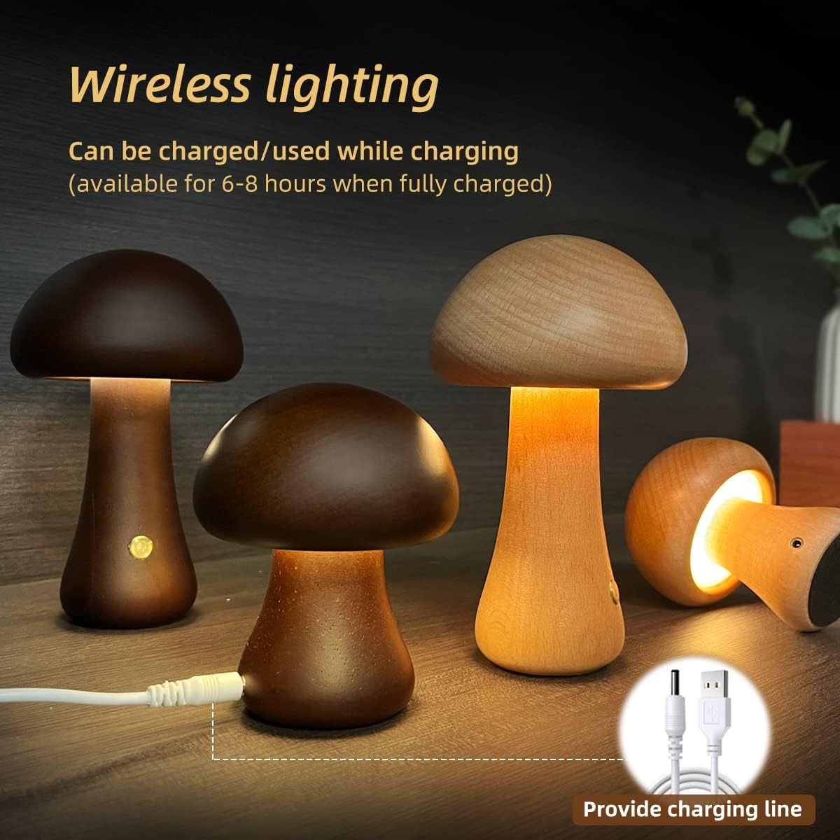 INS Wooden Cute Mushroom LED