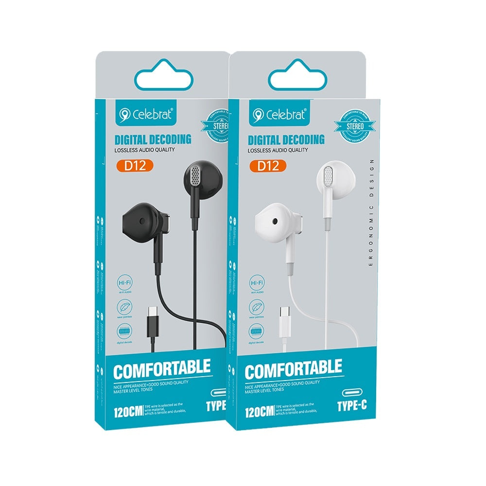 Celebrat New TYPE-C Interface Wired Headset Semi-in-ear