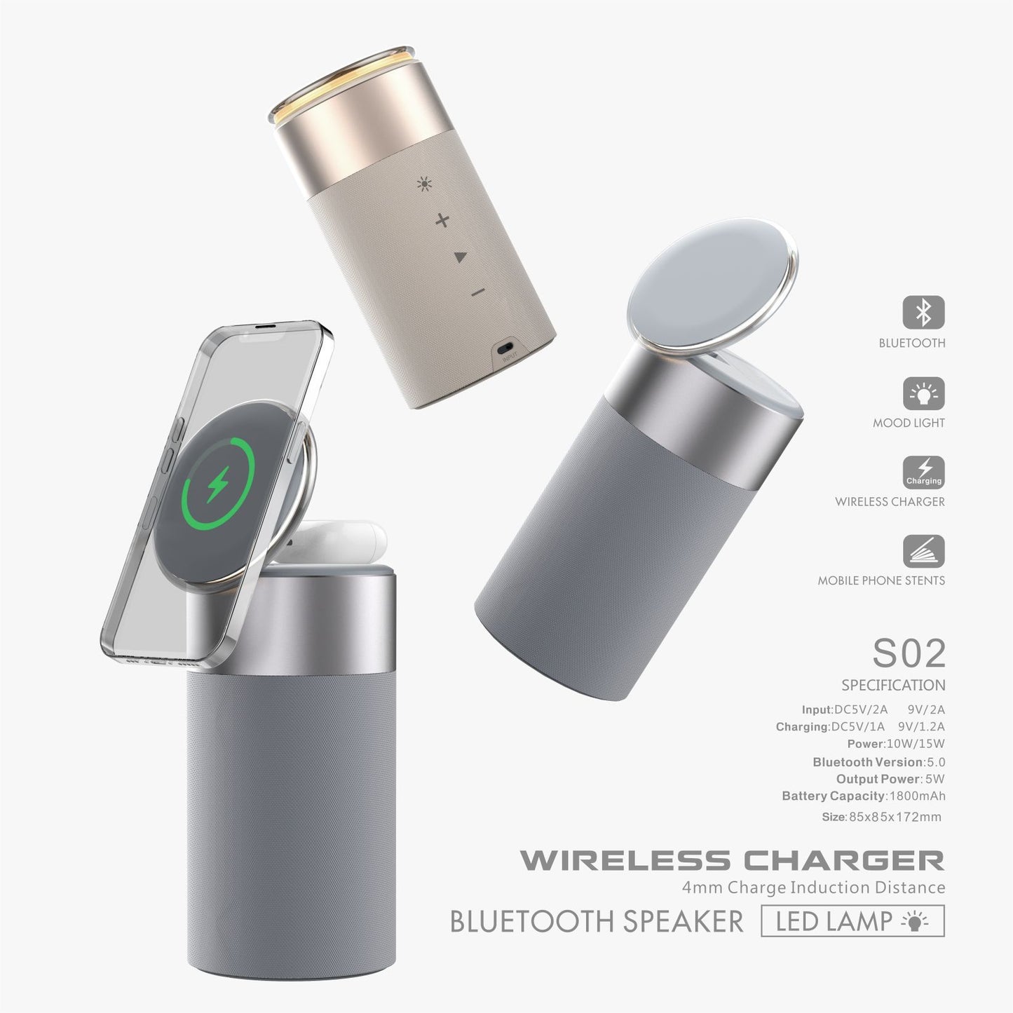 Wireless Charger Portable Bluetooth Speaker