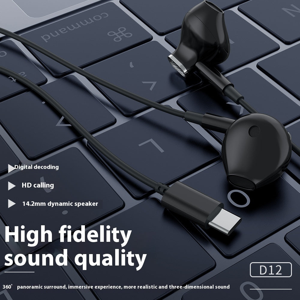 Celebrat New TYPE-C Interface Wired Headset Semi-in-ear