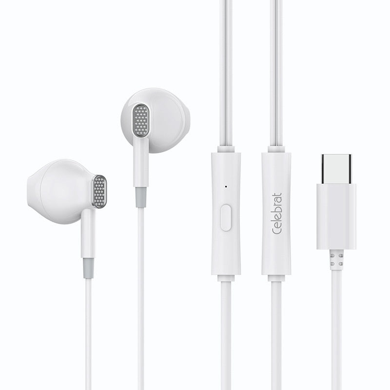 Celebrat New TYPE-C Interface Wired Headset Semi-in-ear