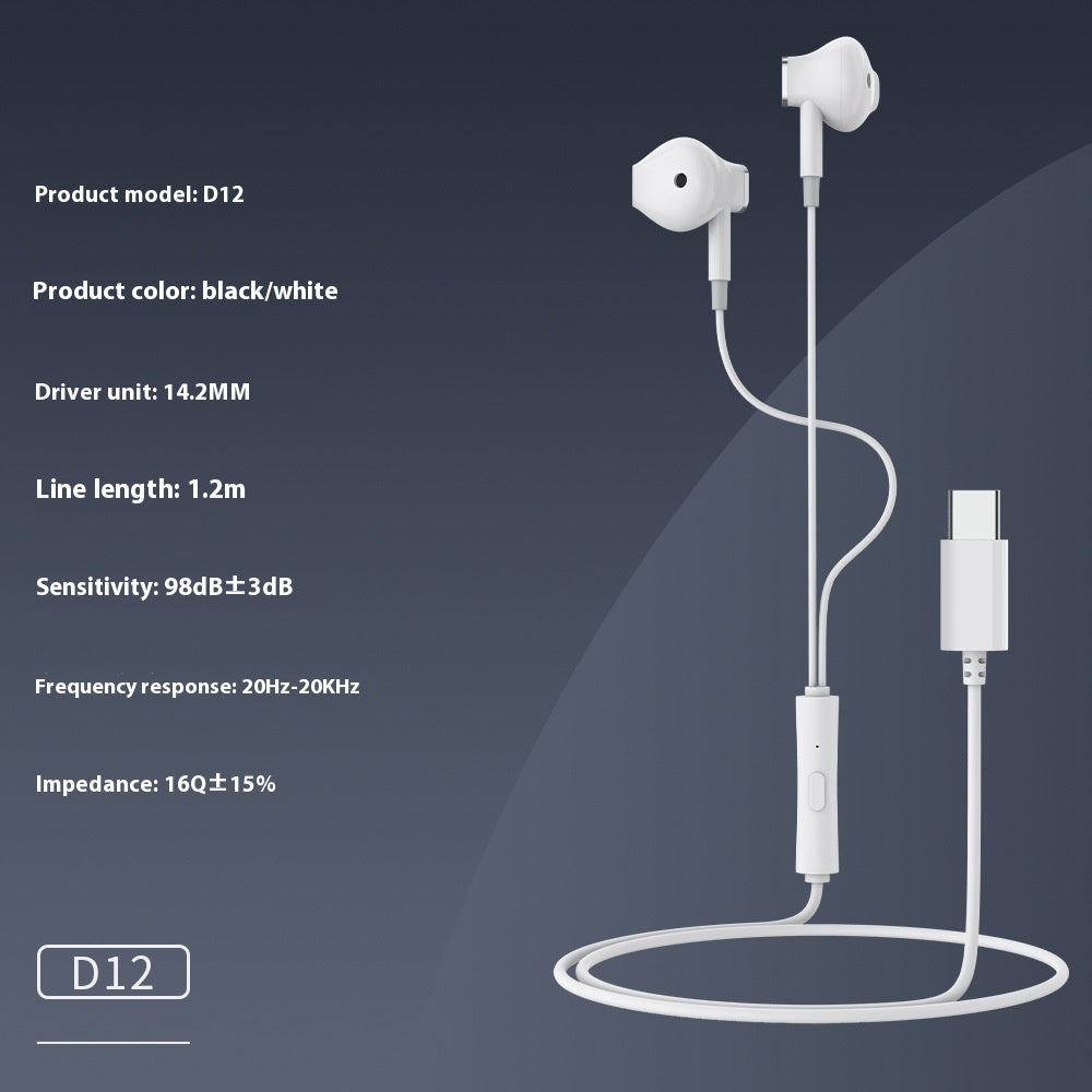 Celebrat New TYPE-C Interface Wired Headset Semi-in-ear