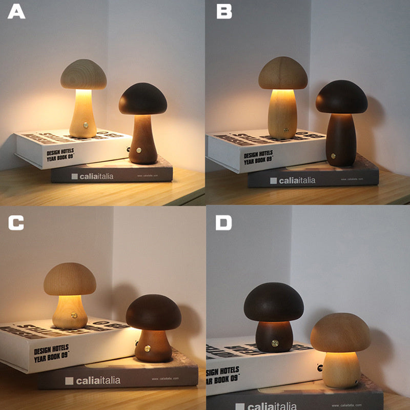 INS Wooden Cute Mushroom LED