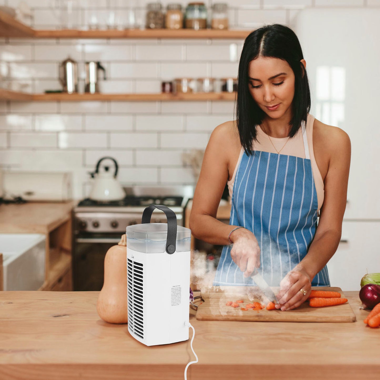4 In 1 Portable Air Conditioner Fan Evaporative Air Cooler Water Mist Cooling Fan For Desktop 3 Speeds Nightlight