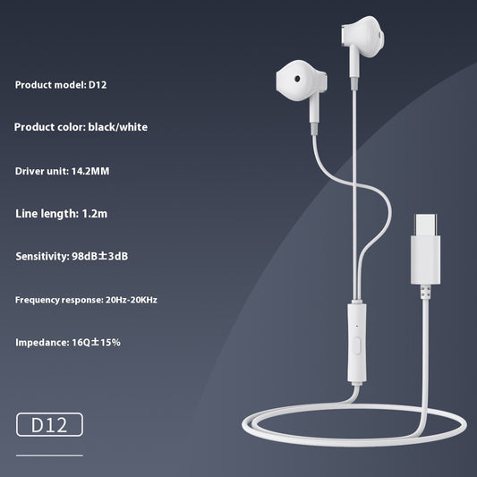 Celebrat New TYPE-C Interface Wired Headset Semi-in-ear